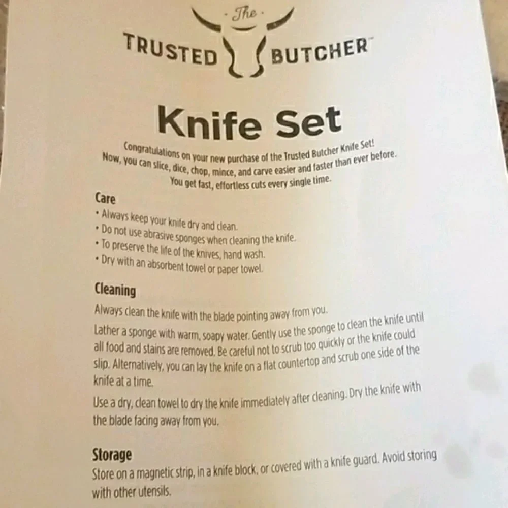 NWOT  Kitchen Knives by THE TRUSTED BUTCHER